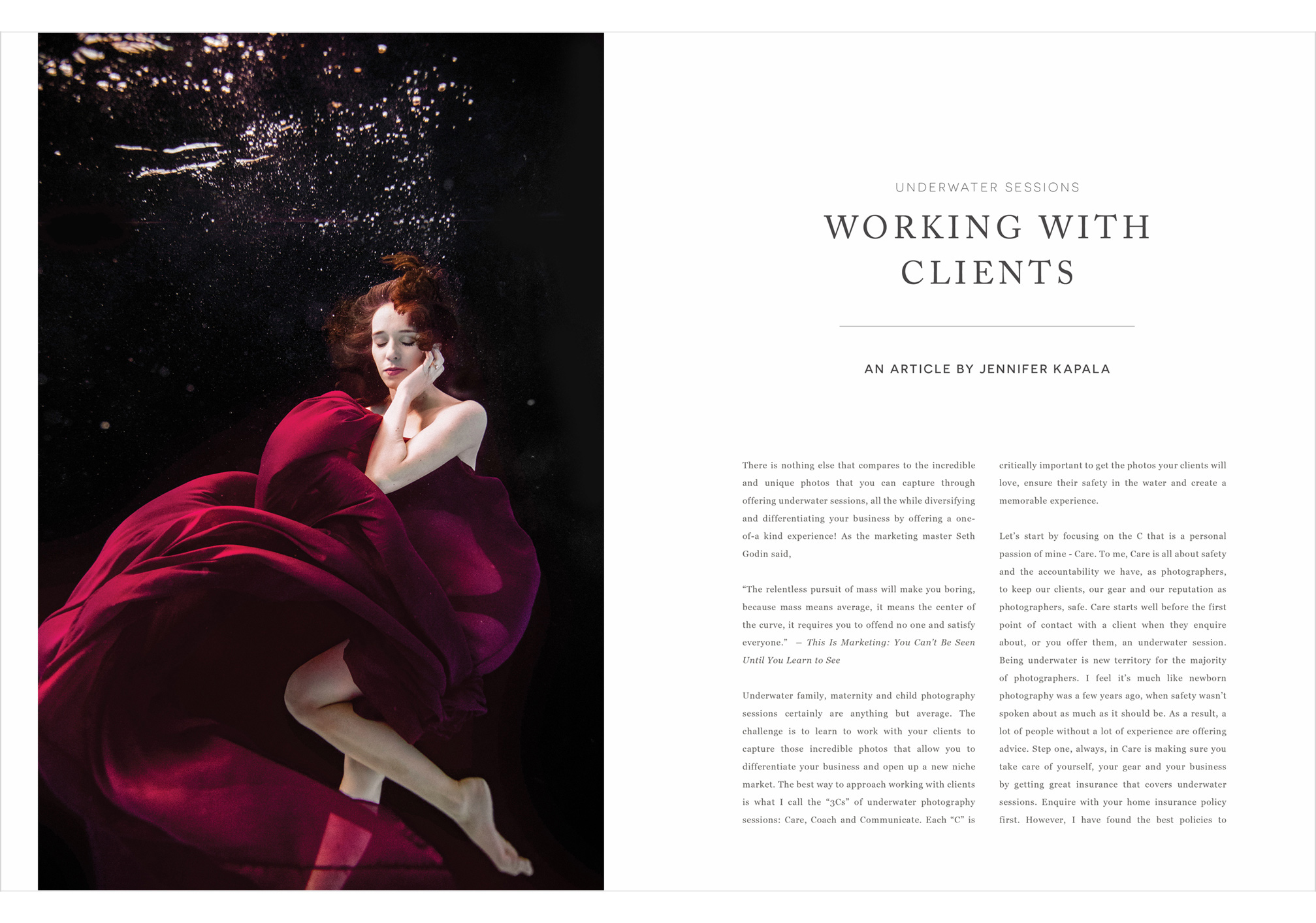 Underwater Sessions, Working with Clients, an article by Jennifer Kapala