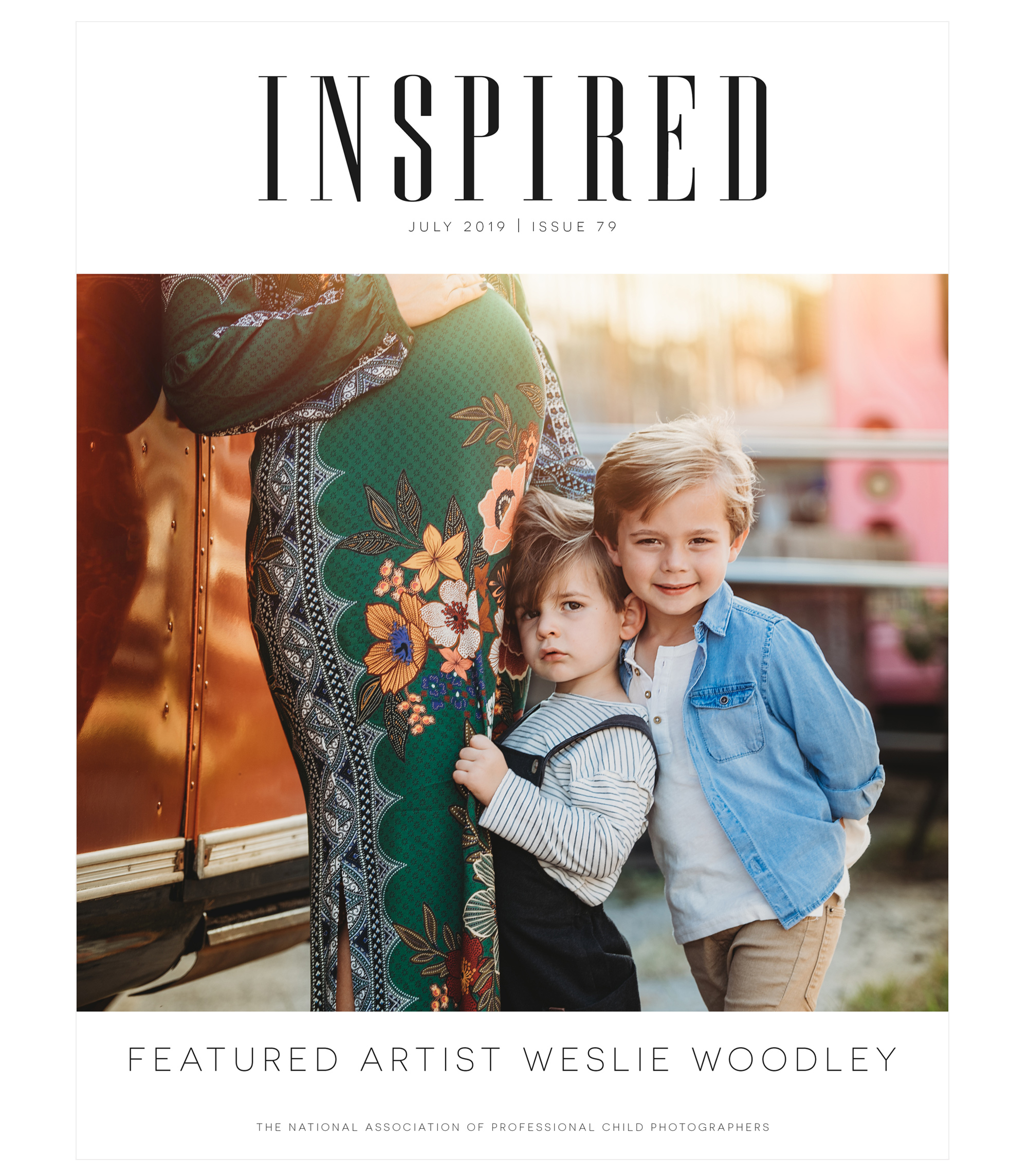 Inspired magazine July 2019 Issue 79 cover, featured artist Weslie Woodley