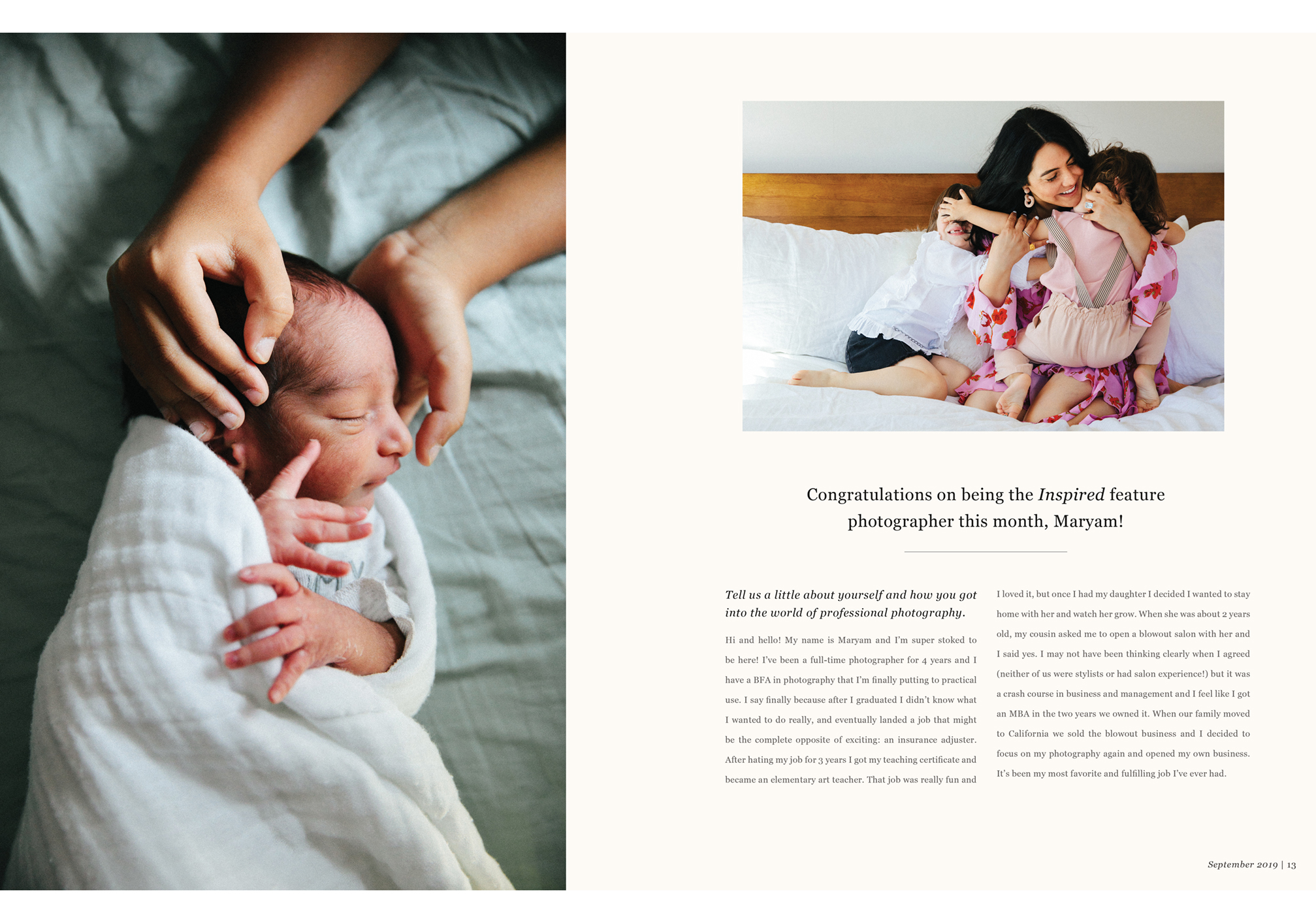 Maryam Salassi feature photographer spread