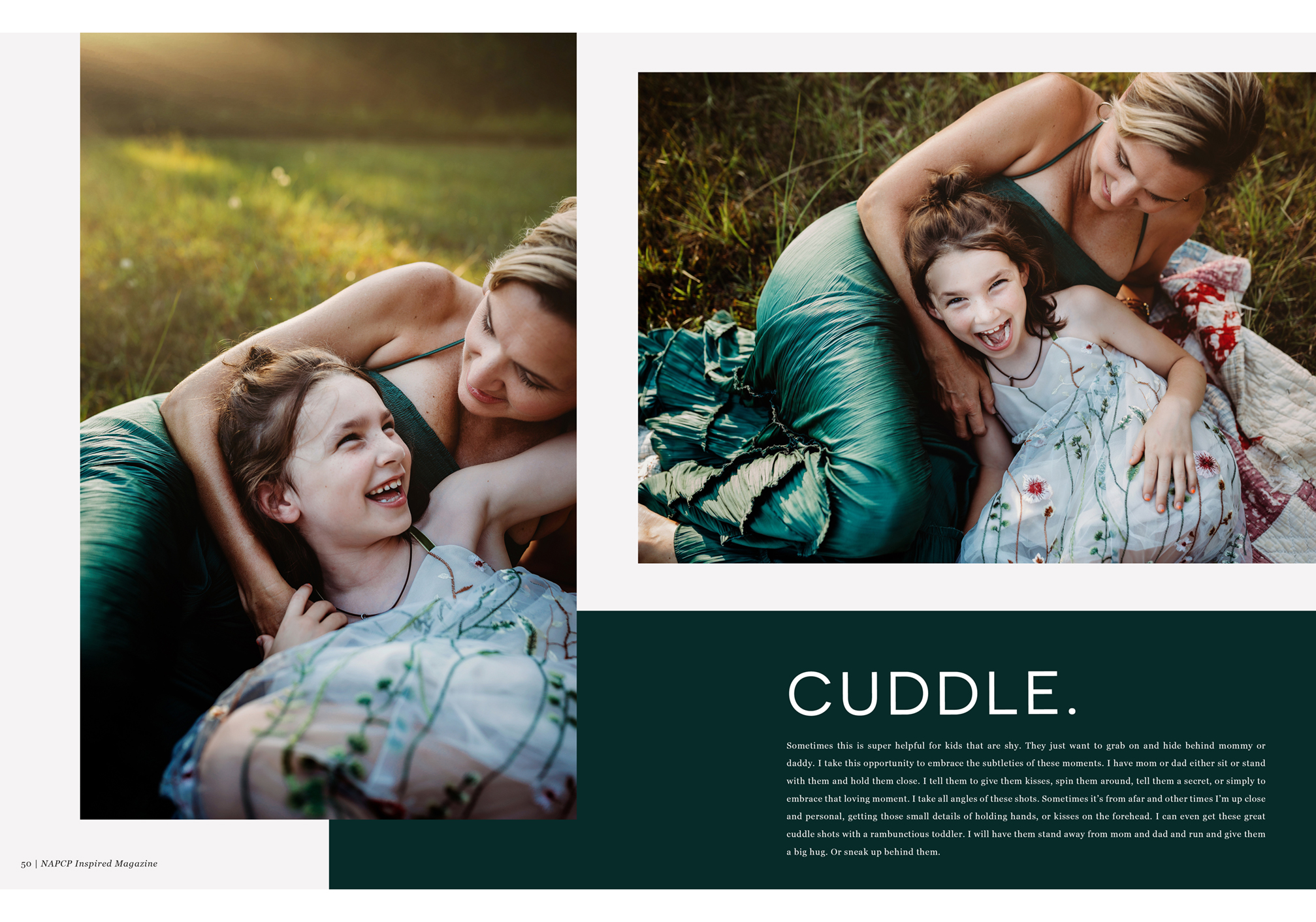 NAPCP Inspired Magazine, CUDDLE spread by Gina Whalen