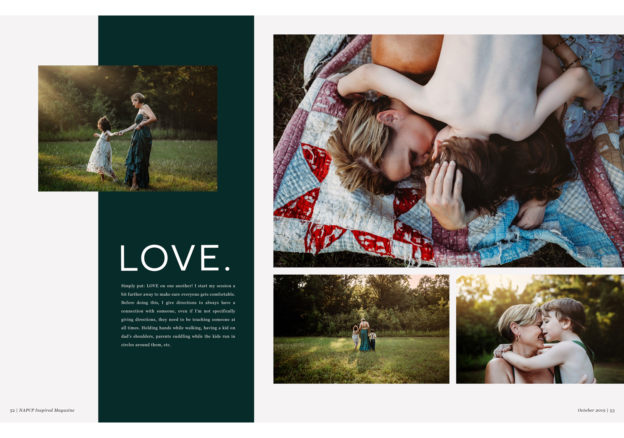 LOVE image spread by Gina Whalen, NAPCP Inspired Magazine, October 2019