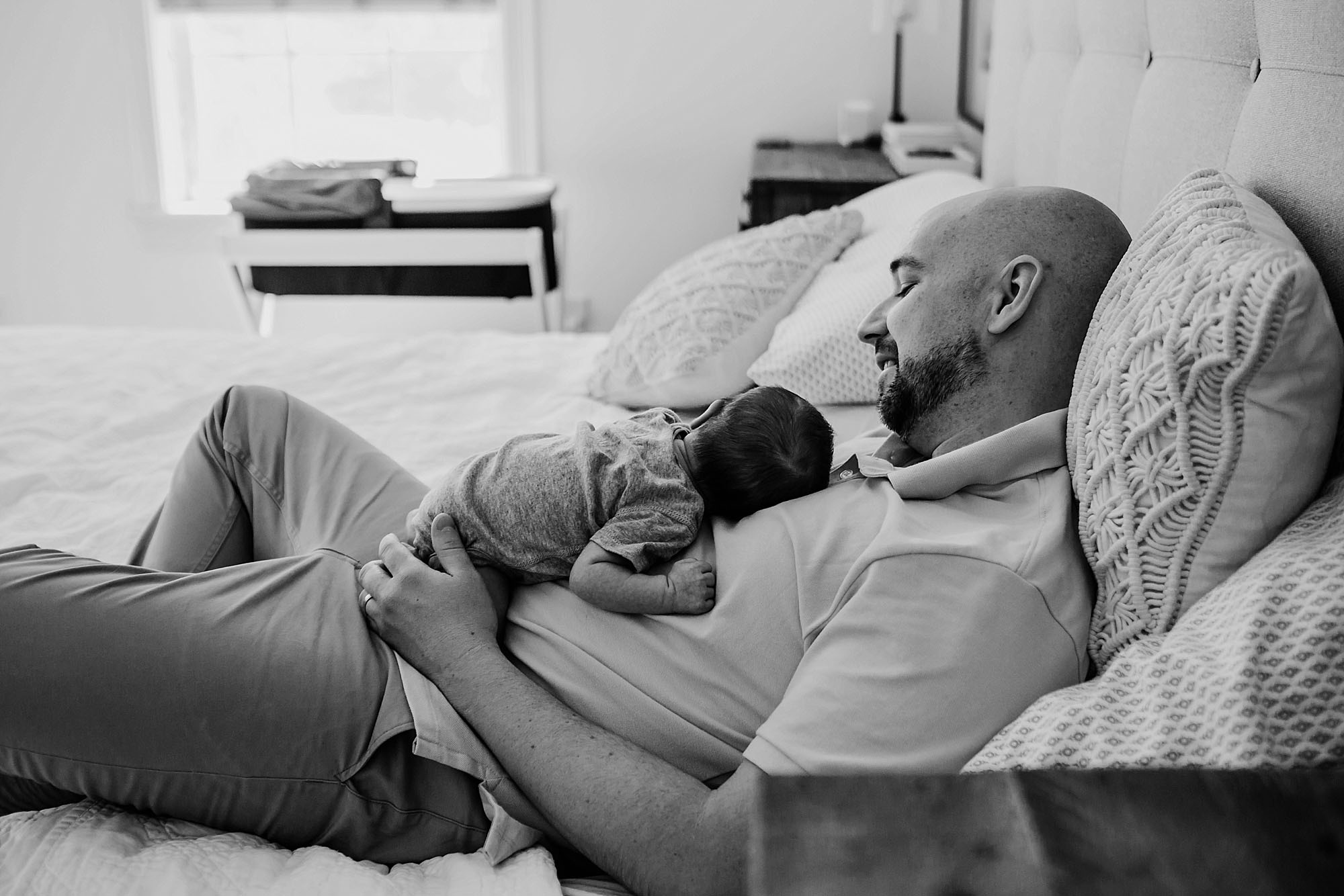 father, infant child, bed, Beth Ann Fricker