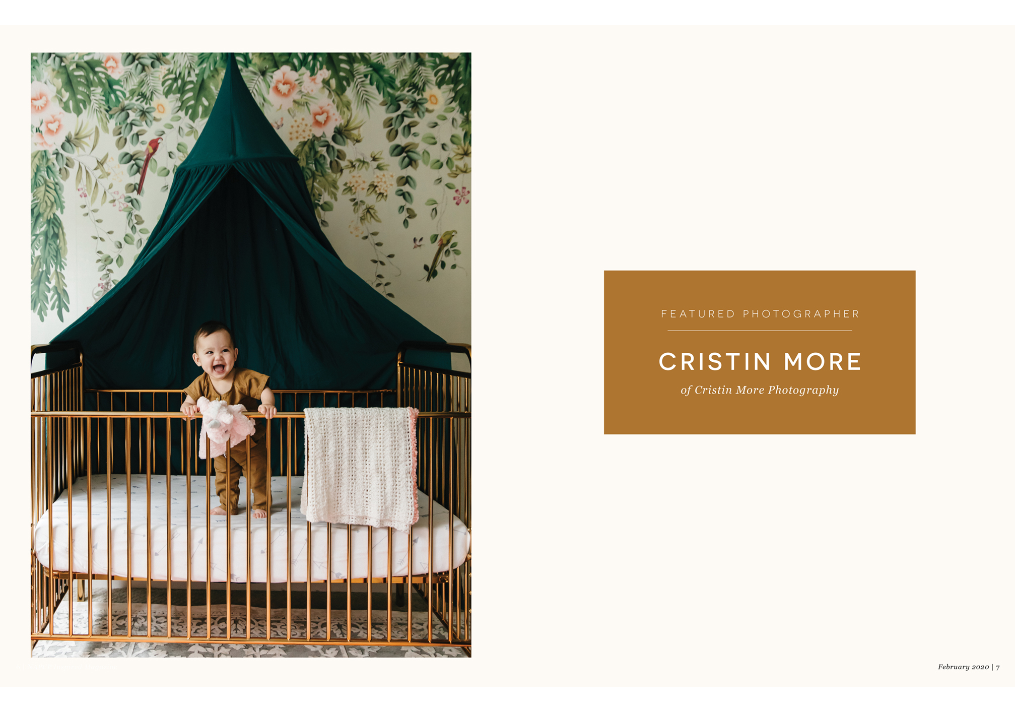 jungle wallpaper, crib canopy, smiling baby, standing baby, copper crib, Featured Photographer, Cristin More, Cristin More Photography