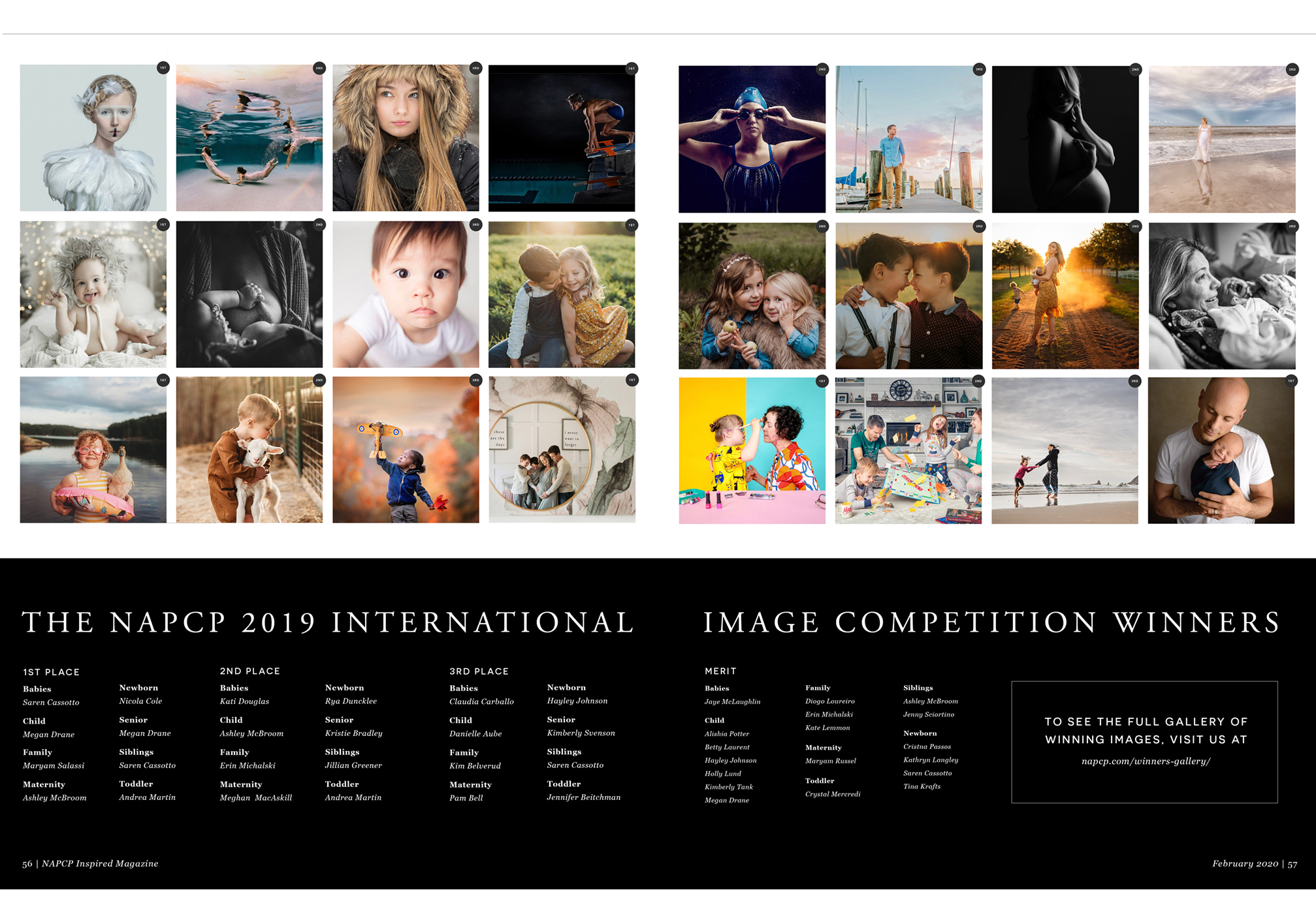 NAPCP 2019 International Image Competition Winners, winning images spread, NAPCP Inspired Magazine