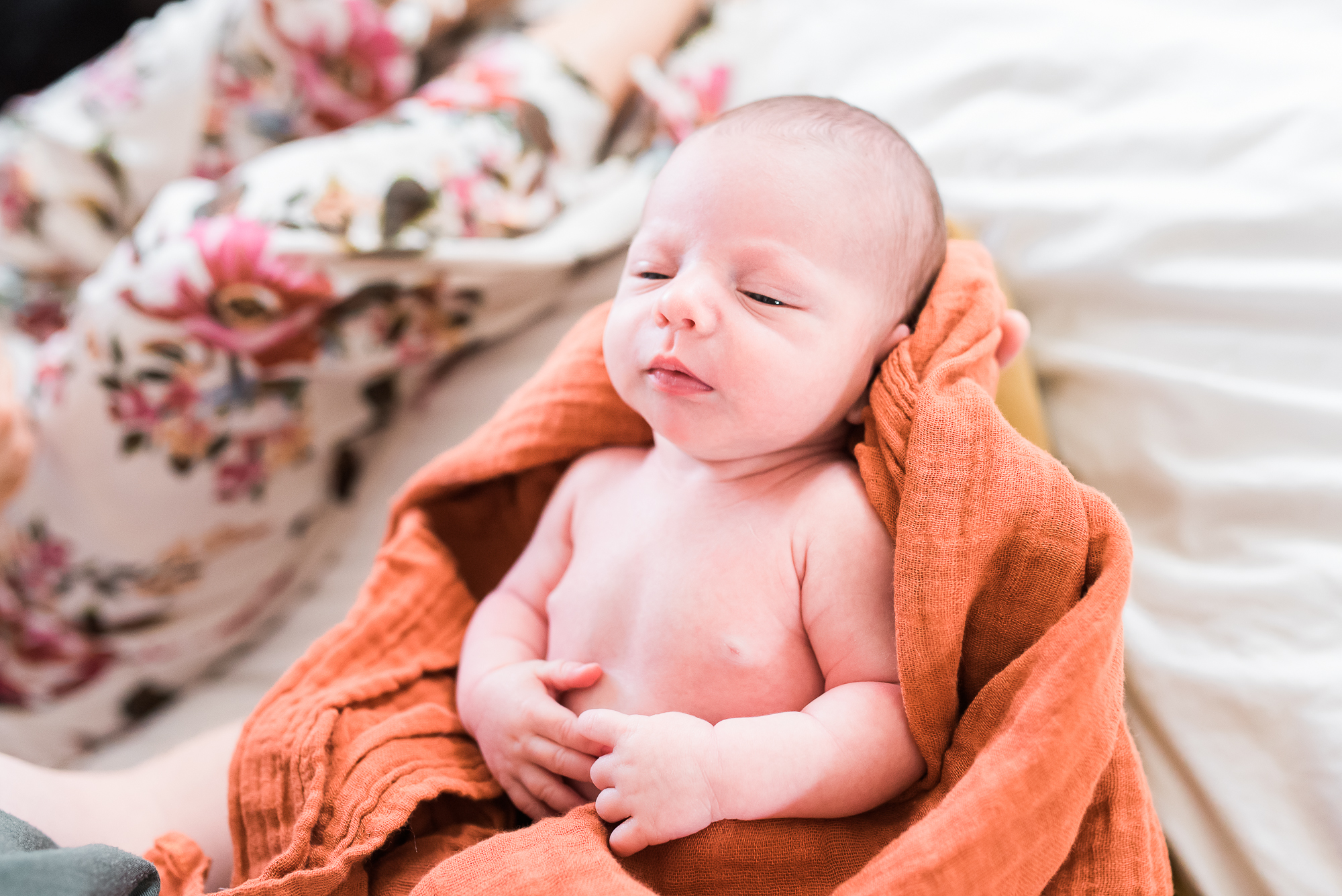 newborn with mom, mom and newborn, lifestyle session, newborn orange wrap