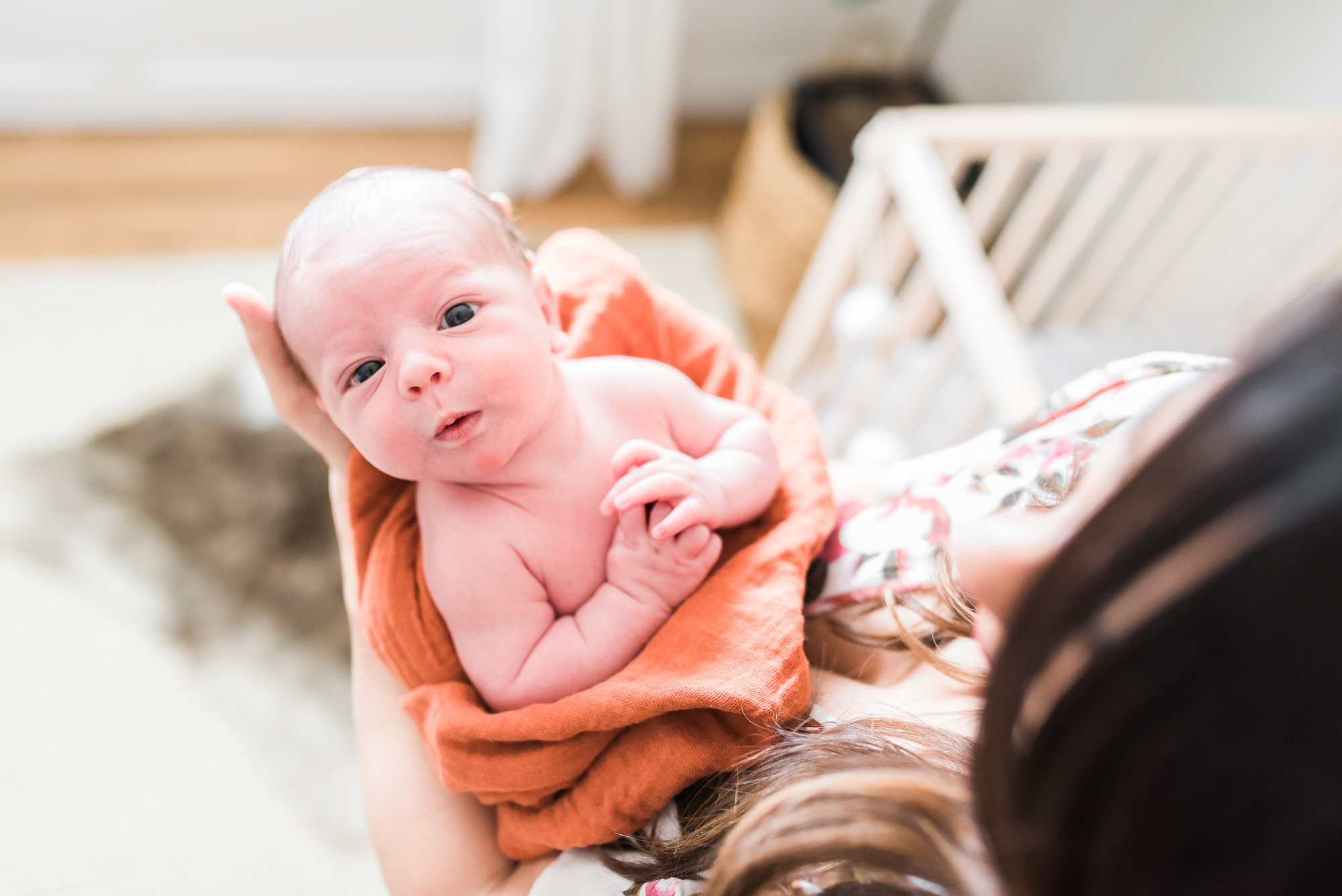 newborn with mom, mom and newborn, lifestyle session, newborn orange wrap